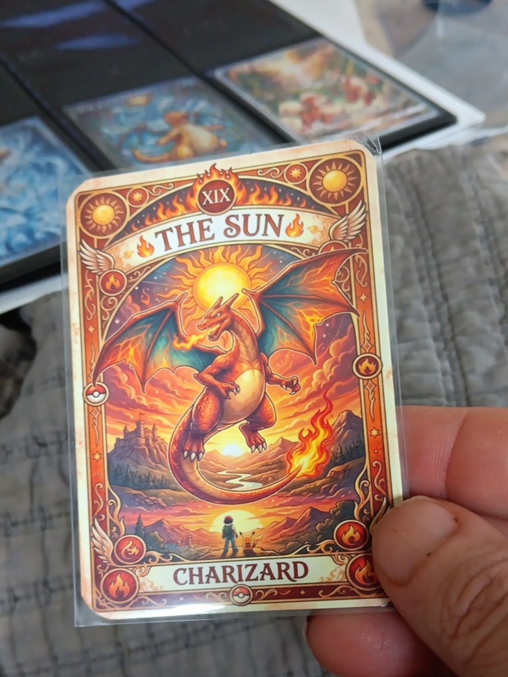 Pokemon Charizard Tarot Sun Card - Orange, Yellow, Red